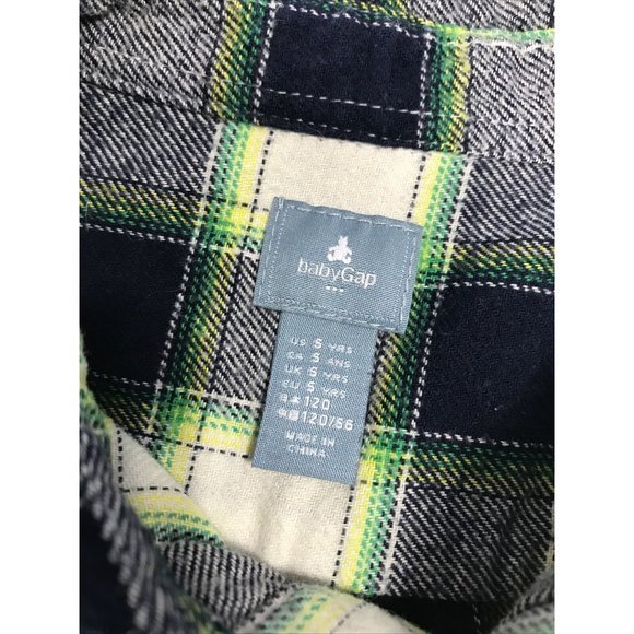 Gap Kids Boys Blue Yellow White Green Plaid Cotton Button Down Shirt 5 Years - Picture 3 of 7